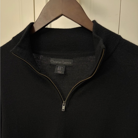 Christian Lacroix Other - Christian Lacroix Merino Wool. Men's Black Zip-Up Sweater